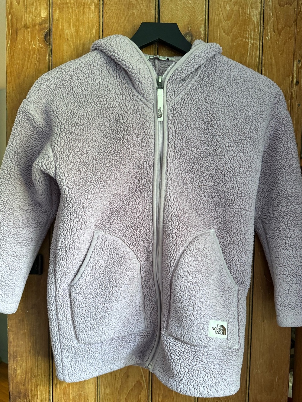 The North Face Girls Campshire Long Sherpa Fleece Hoodie Jacket Purple, Size 7/8